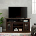 Meuble TV Classique avec Rangement Ouvert et Fermé, Espresso / Gris Lavé / Noir & Noyer Foncé, 148 cm, Compatible avec TV jusqu'à 65 pouces