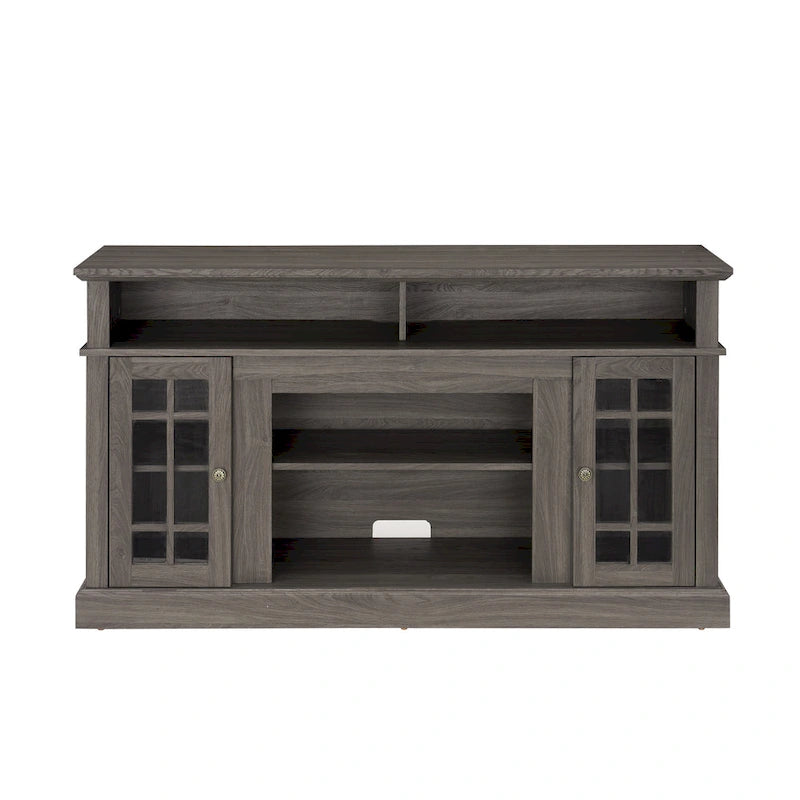 Meuble TV Classique avec Rangement Ouvert et Fermé, Espresso / Gris Lavé / Noir & Noyer Foncé, 148 cm, Compatible avec TV jusqu'à 65 pouces