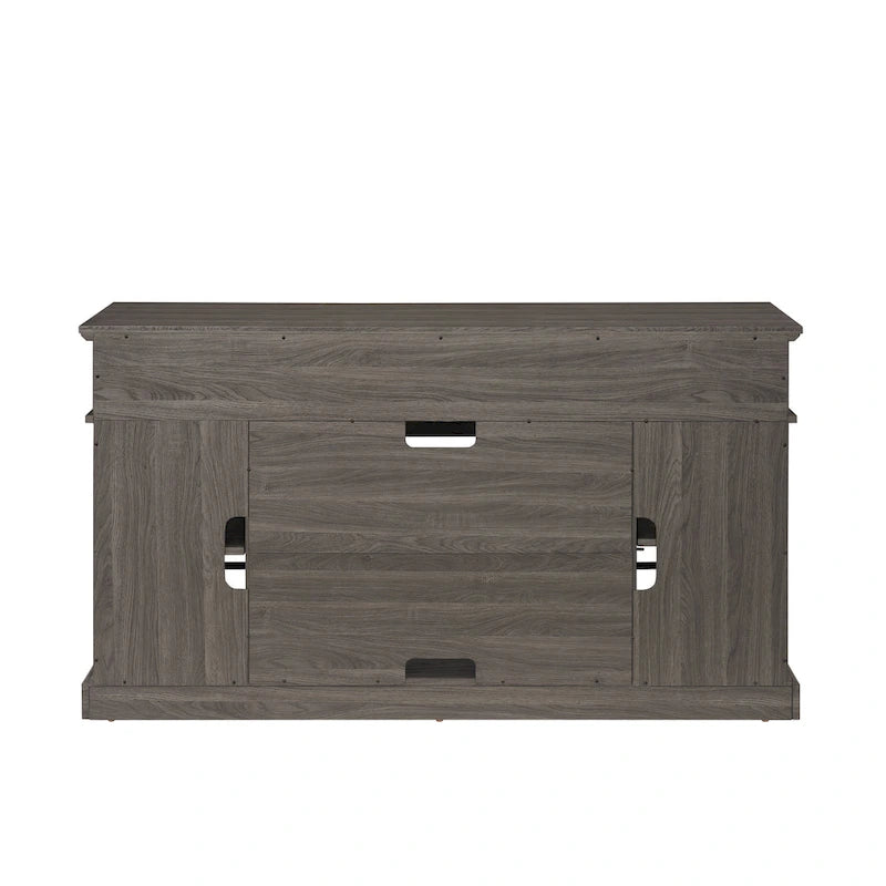 Meuble TV Classique avec Rangement Ouvert et Fermé, Espresso / Gris Lavé / Noir & Noyer Foncé, 148 cm, Compatible avec TV jusqu'à 65 pouces