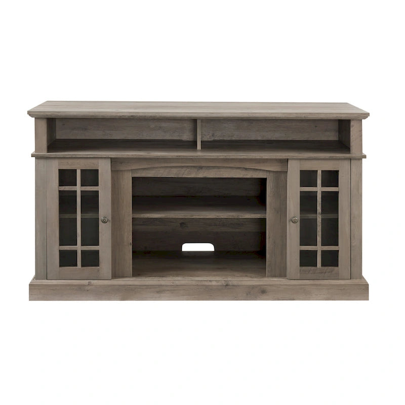 Meuble TV Classique avec Rangement Ouvert et Fermé, Espresso / Gris Lavé / Noir & Noyer Foncé, 148 cm, Compatible avec TV jusqu'à 65 pouces