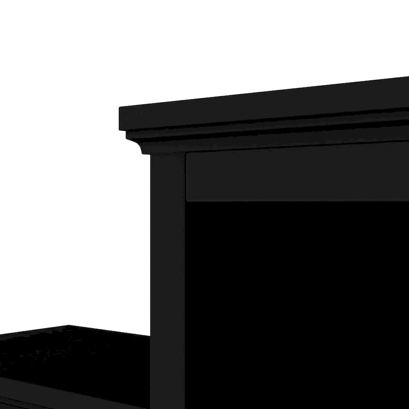 Meuble TV mural noir avec pont, portes vitrées et 9 étagères, convient aux téléviseurs jusqu'à 70 pouces, assemblage par 3 personnes
