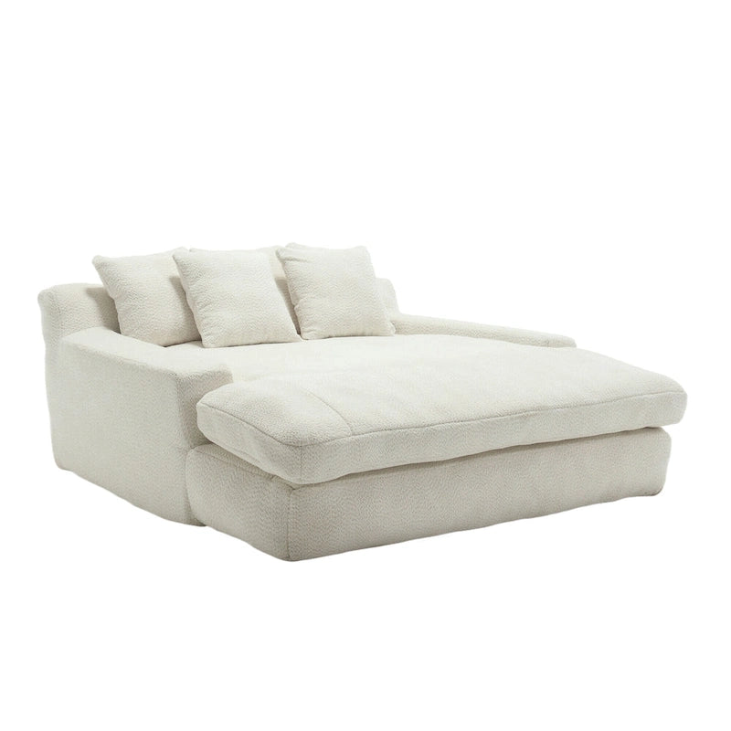 Canapé-lit 2 places en chenille bleu marine / jaune moutarde / blanc / vert émeraude / gris avec 5 coussins de dossier, 2 personnes