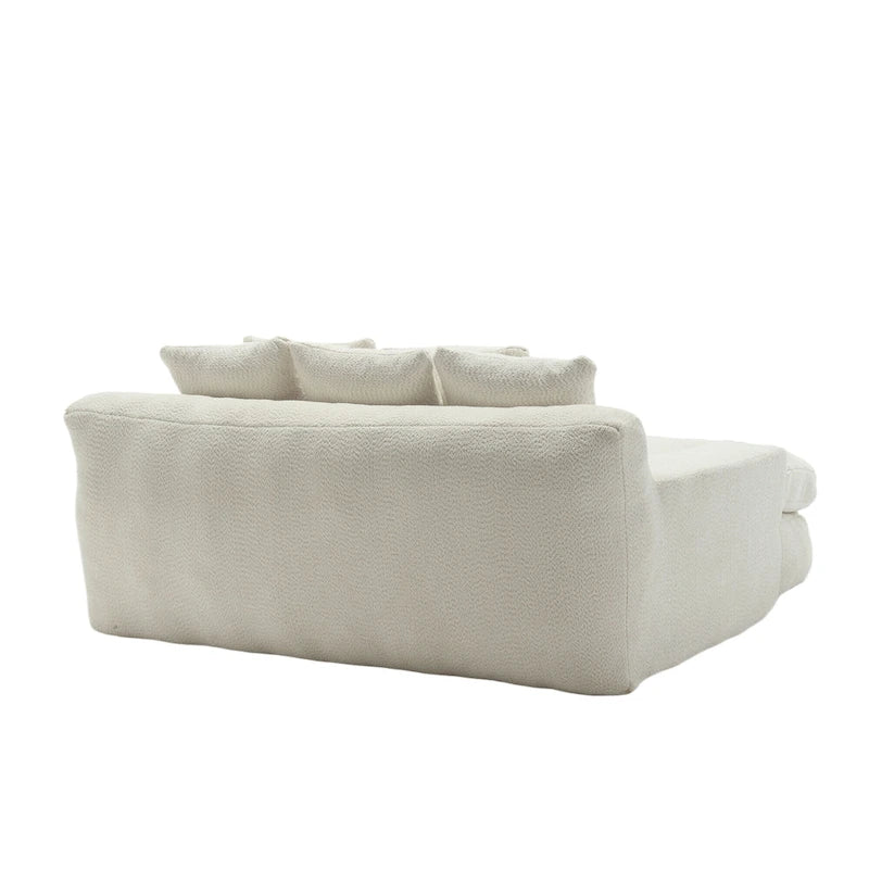 Canapé-lit 2 places en chenille bleu marine / jaune moutarde / blanc / vert émeraude / gris avec 5 coussins de dossier, 2 personnes