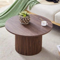 Table basse ronde en noyer avec pieds cylindriques sculptés et rangement dissimulé, style moderne, 1 personne
