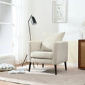 Fauteuil d'appoint en polaire tonneau beige / sarcelle / vert / blanc / vert olive avec pieds en bois, 1 personne