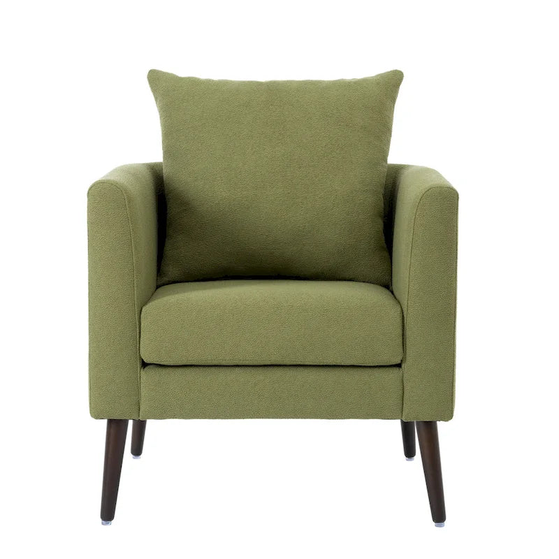 Fauteuil d'appoint en polaire tonneau beige / sarcelle / vert / blanc / vert olive avec pieds en bois, 1 personne