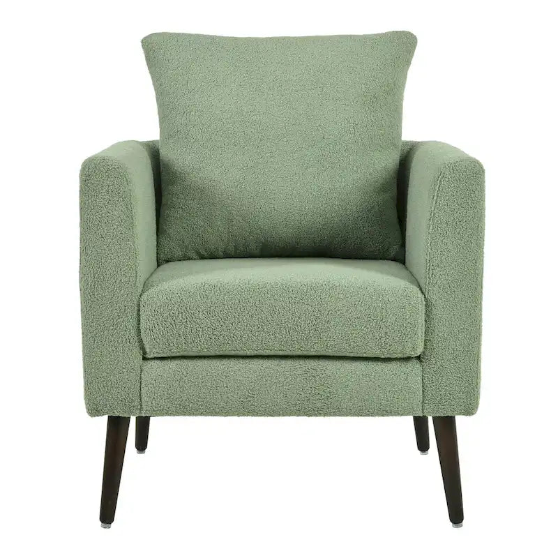 Fauteuil d'appoint en polaire tonneau beige / sarcelle / vert / blanc / vert olive avec pieds en bois, 1 personne
