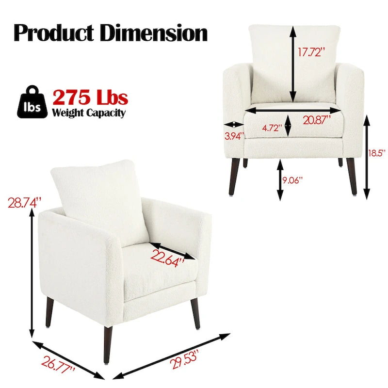 Fauteuil d'appoint en polaire tonneau beige / sarcelle / vert / blanc / vert olive avec pieds en bois, 1 personne
