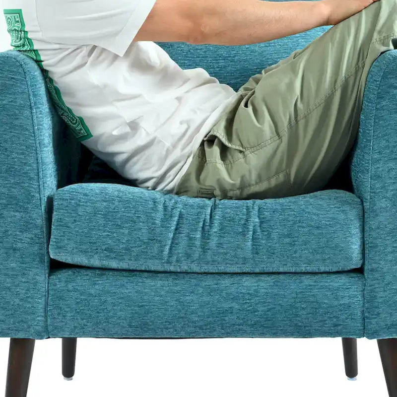 Fauteuil d'appoint en polaire tonneau beige / sarcelle / vert / blanc / vert olive avec pieds en bois, 1 personne