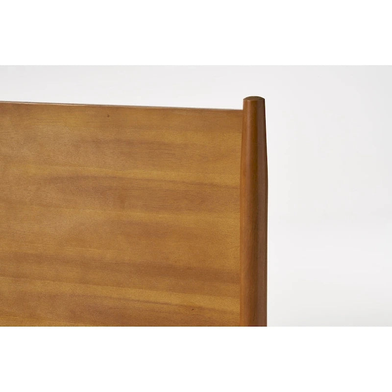 Lit plateforme en bois d'acacia massif naturel avec pieds évasés, style Mid-Century, King, 2 personnes