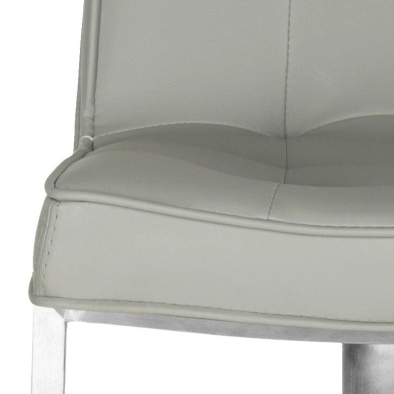 Tabouret de bar contemporain réglable et pivotant gris/blanc avec cuir PU matelassé et structure en acier inoxydable, 63-87 cm, 1 place
