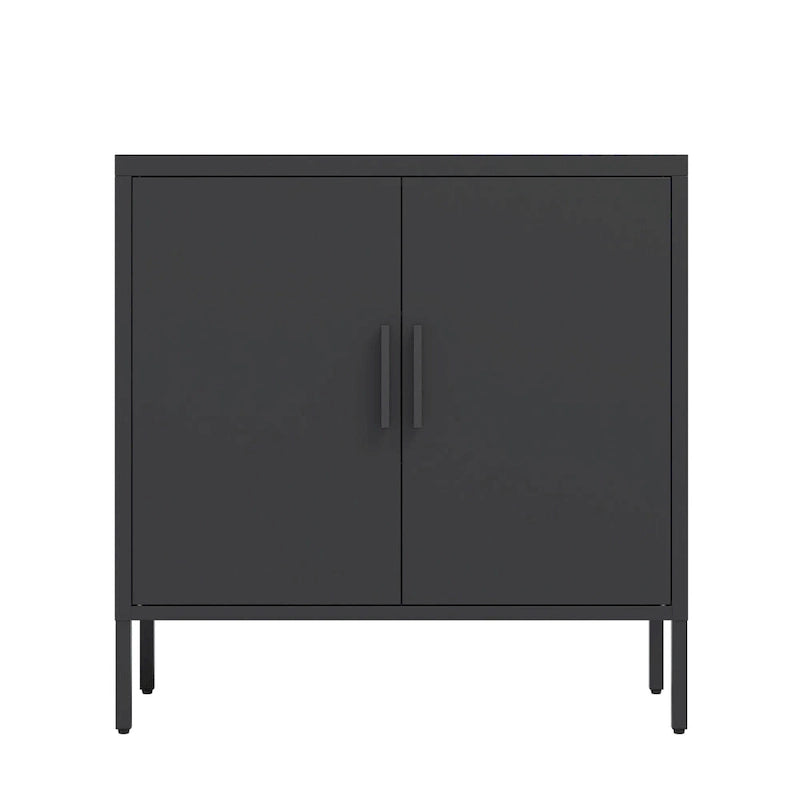 Armoire de rangement verrouillable en acier noir avec 2 étagères réglables et serrure, format légal, 1 personne