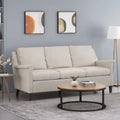 Canapé moderne 3 places en tissu beige / anthracite / rose poudré avec pieds coniques en bois, 3 personnes