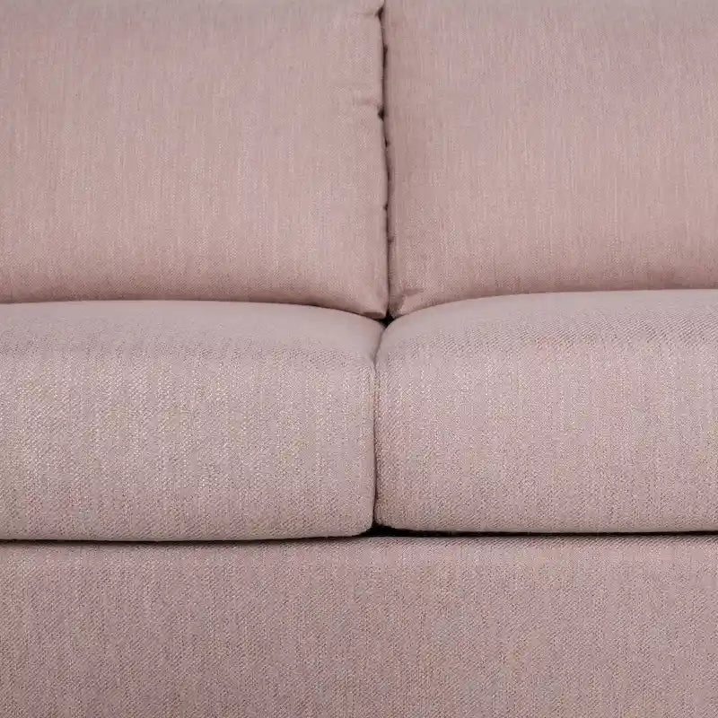 Canapé moderne 3 places en tissu beige / anthracite / rose poudré avec pieds coniques en bois, 3 personnes