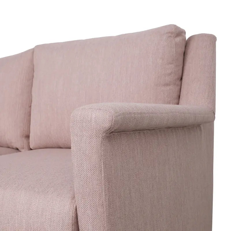 Canapé moderne 3 places en tissu beige / anthracite / rose poudré avec pieds coniques en bois, 3 personnes