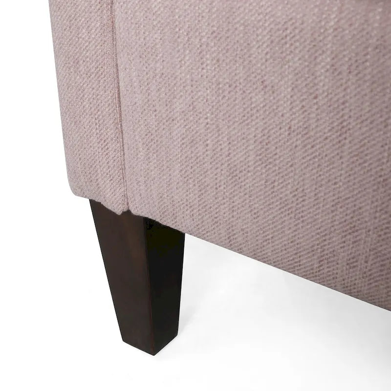 Canapé moderne 3 places en tissu beige / anthracite / rose poudré avec pieds coniques en bois, 3 personnes