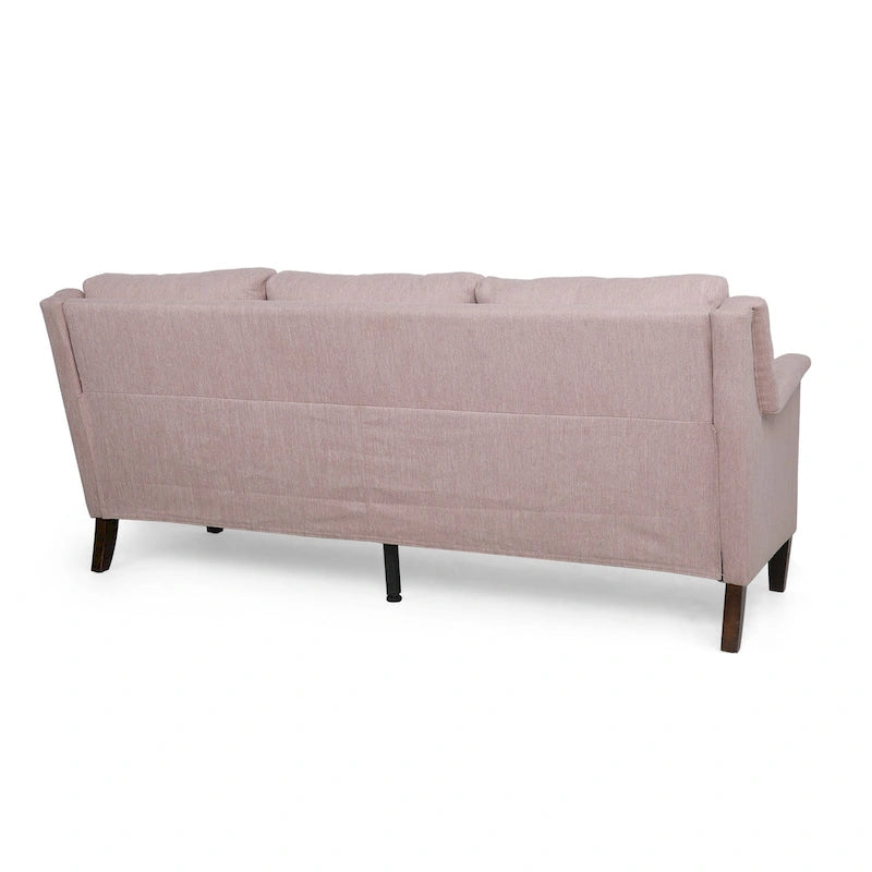 Canapé moderne 3 places en tissu beige / anthracite / rose poudré avec pieds coniques en bois, 3 personnes