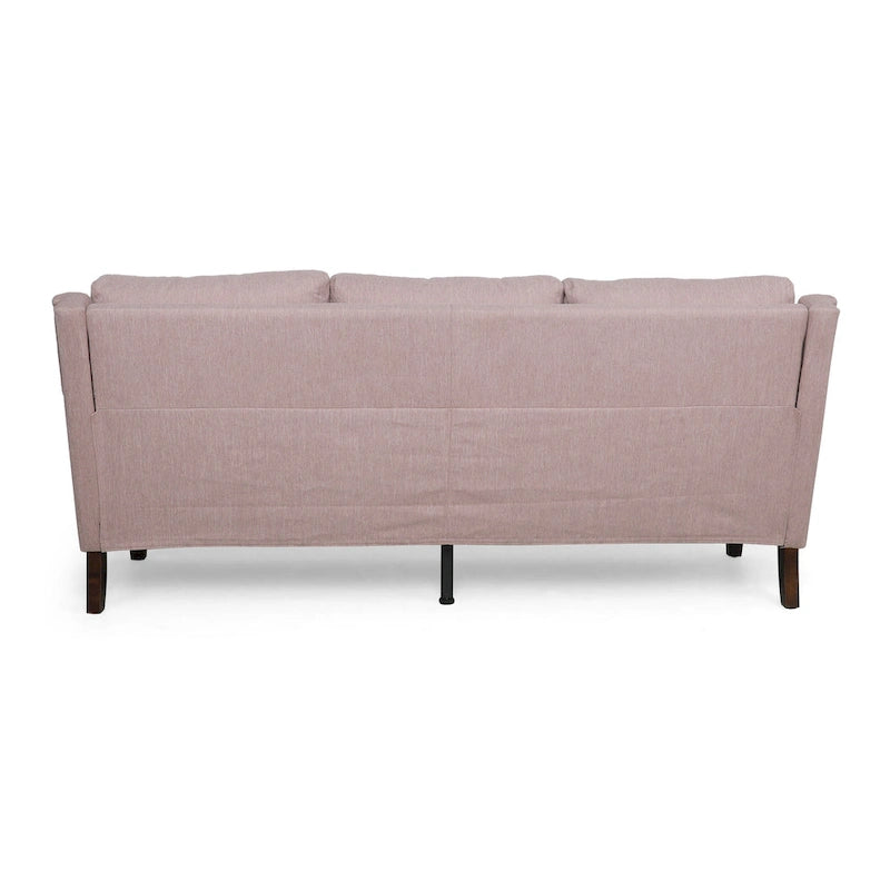Canapé moderne 3 places en tissu beige / anthracite / rose poudré avec pieds coniques en bois, 3 personnes