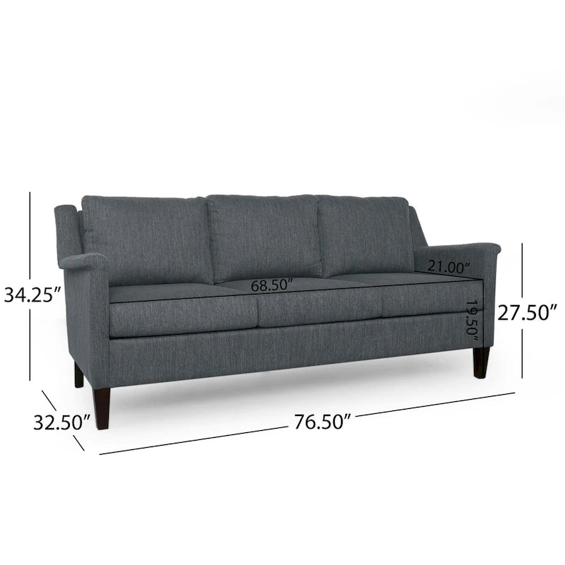 Canapé moderne 3 places en tissu beige / anthracite / rose poudré avec pieds coniques en bois, 3 personnes