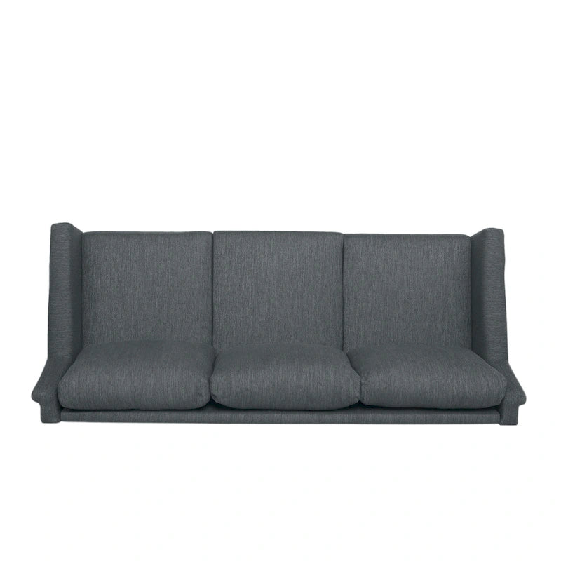 Canapé moderne 3 places en tissu beige / anthracite / rose poudré avec pieds coniques en bois, 3 personnes