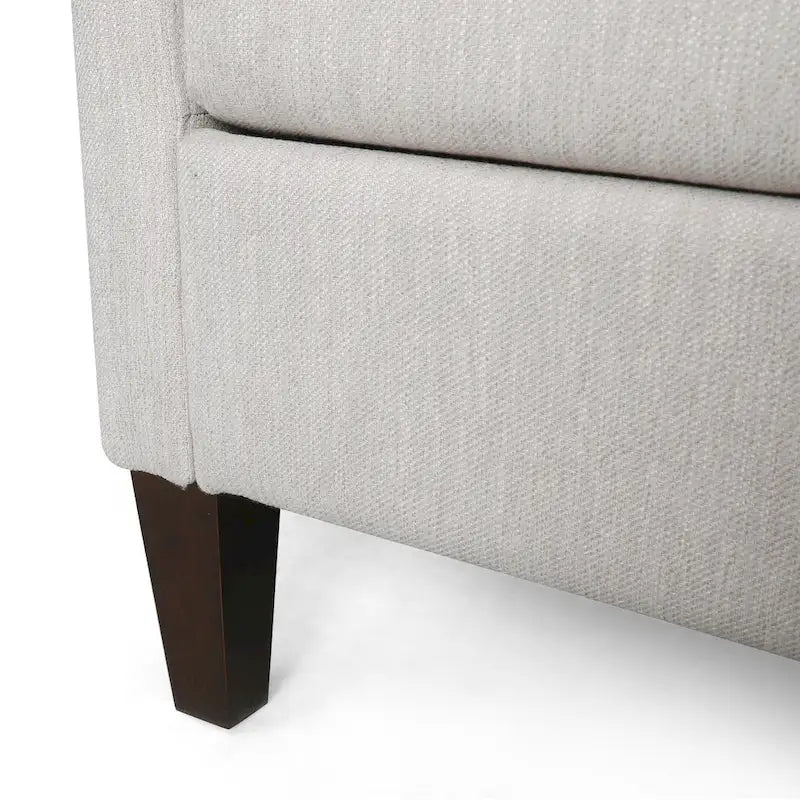 Canapé moderne 3 places en tissu beige / anthracite / rose poudré avec pieds coniques en bois, 3 personnes
