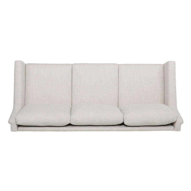 Canapé moderne 3 places en tissu beige / anthracite / rose poudré avec pieds coniques en bois, 3 personnes