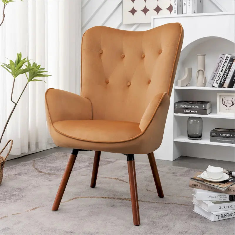 Fauteuil d'appoint capitonné à oreilles avec accoudoirs évasés, 1 place, ivoire/jaune/bleu/rouge-orangé/noir/bleu sarcelle/gris