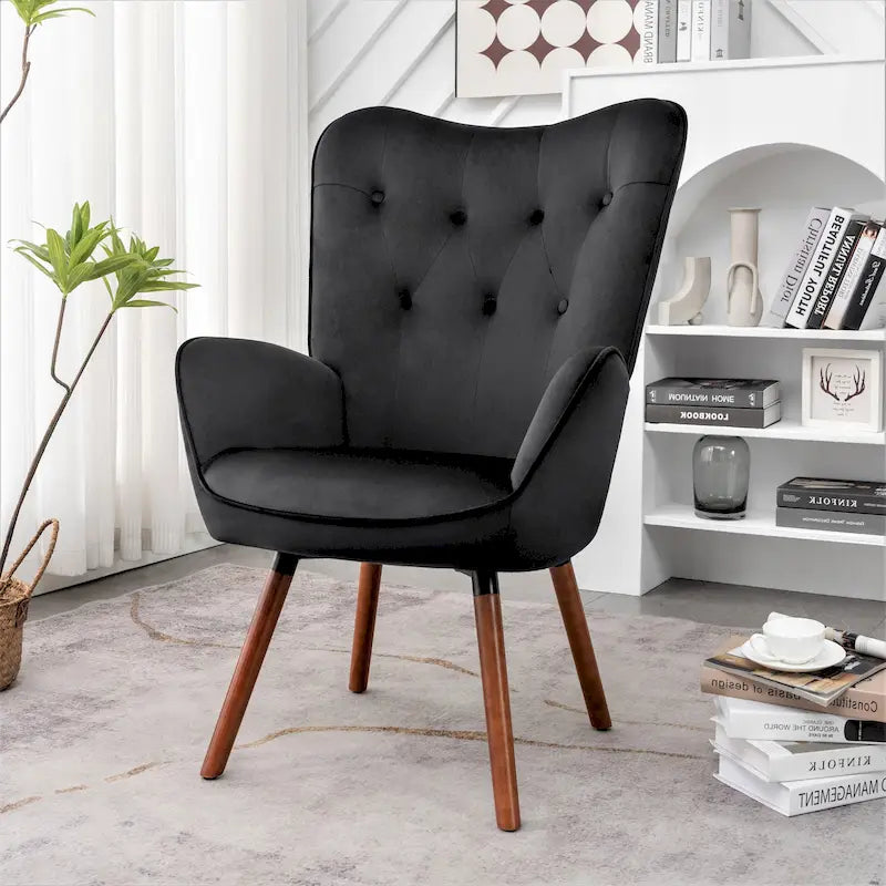Fauteuil d'appoint capitonné à oreilles avec accoudoirs évasés, 1 place, ivoire/jaune/bleu/rouge-orangé/noir/bleu sarcelle/gris