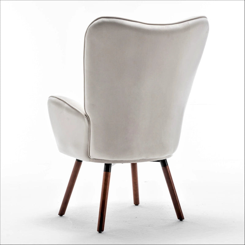 Fauteuil d'appoint capitonné à oreilles avec accoudoirs évasés, 1 place, ivoire/jaune/bleu/rouge-orangé/noir/bleu sarcelle/gris