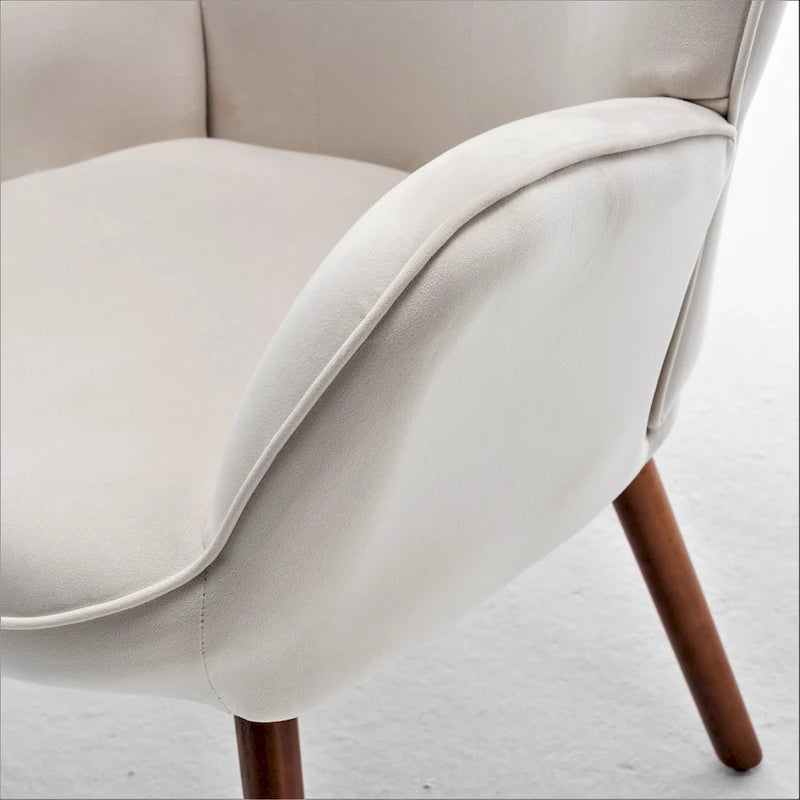 Fauteuil d'appoint capitonné à oreilles avec accoudoirs évasés, 1 place, ivoire/jaune/bleu/rouge-orangé/noir/bleu sarcelle/gris
