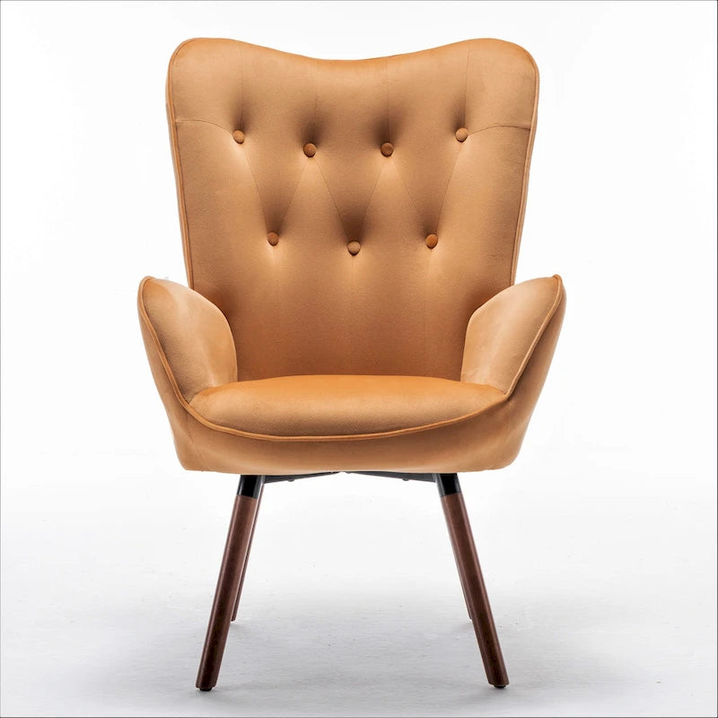 Fauteuil d'appoint capitonné à oreilles avec accoudoirs évasés, 1 place, ivoire/jaune/bleu/rouge-orangé/noir/bleu sarcelle/gris