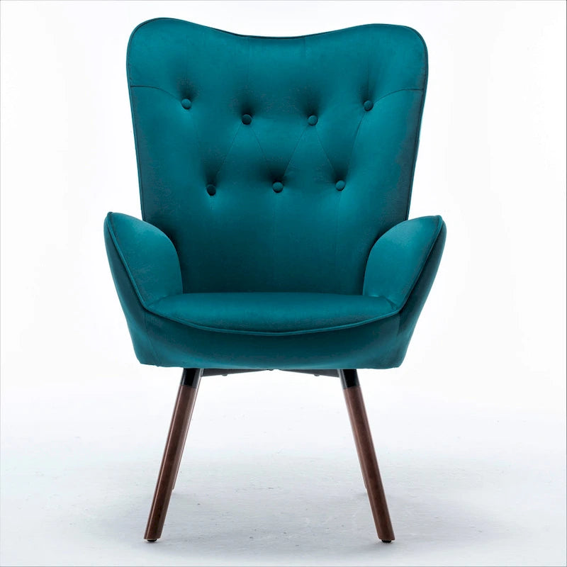 Fauteuil d'appoint capitonné à oreilles avec accoudoirs évasés, 1 place, ivoire/jaune/bleu/rouge-orangé/noir/bleu sarcelle/gris
