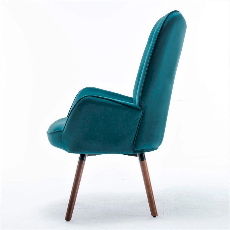 Fauteuil d'appoint capitonné à oreilles avec accoudoirs évasés, 1 place, ivoire/jaune/bleu/rouge-orangé/noir/bleu sarcelle/gris