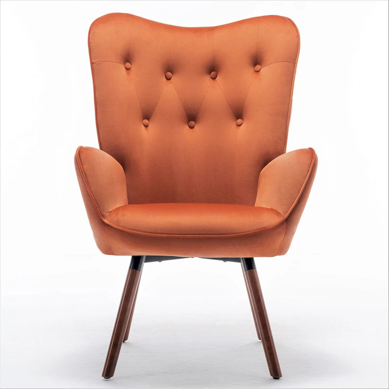 Fauteuil d'appoint capitonné à oreilles avec accoudoirs évasés, 1 place, ivoire/jaune/bleu/rouge-orangé/noir/bleu sarcelle/gris