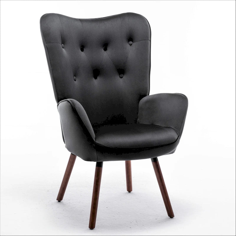 Fauteuil d'appoint capitonné à oreilles avec accoudoirs évasés, 1 place, ivoire/jaune/bleu/rouge-orangé/noir/bleu sarcelle/gris