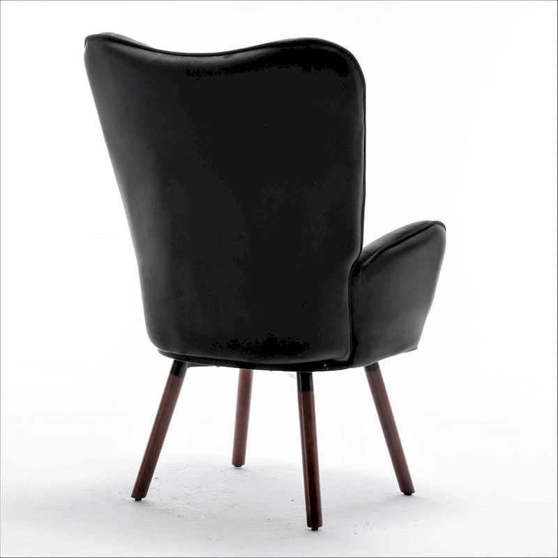 Fauteuil d'appoint capitonné à oreilles avec accoudoirs évasés, 1 place, ivoire/jaune/bleu/rouge-orangé/noir/bleu sarcelle/gris