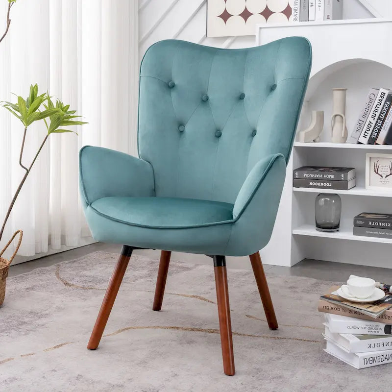 Fauteuil d'appoint capitonné à oreilles avec accoudoirs évasés, 1 place, ivoire/jaune/bleu/rouge-orangé/noir/bleu sarcelle/gris