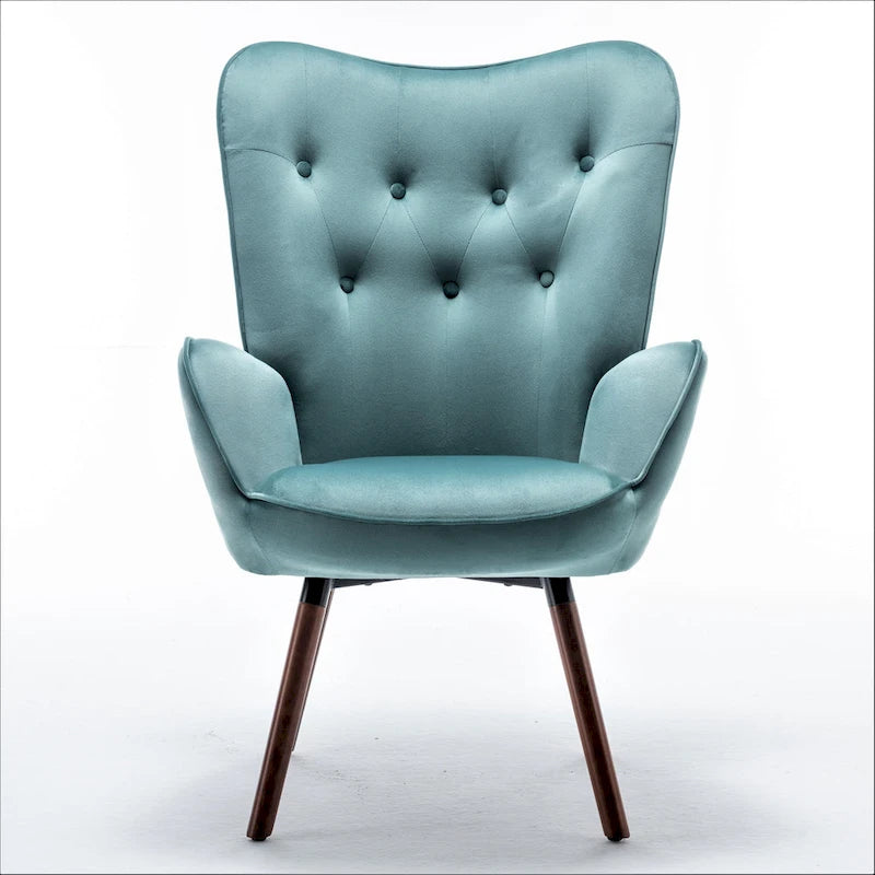 Fauteuil d'appoint capitonné à oreilles avec accoudoirs évasés, 1 place, ivoire/jaune/bleu/rouge-orangé/noir/bleu sarcelle/gris