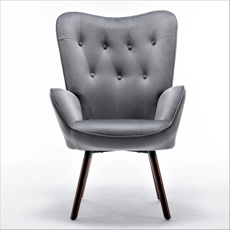 Fauteuil d'appoint capitonné à oreilles avec accoudoirs évasés, 1 place, ivoire/jaune/bleu/rouge-orangé/noir/bleu sarcelle/gris