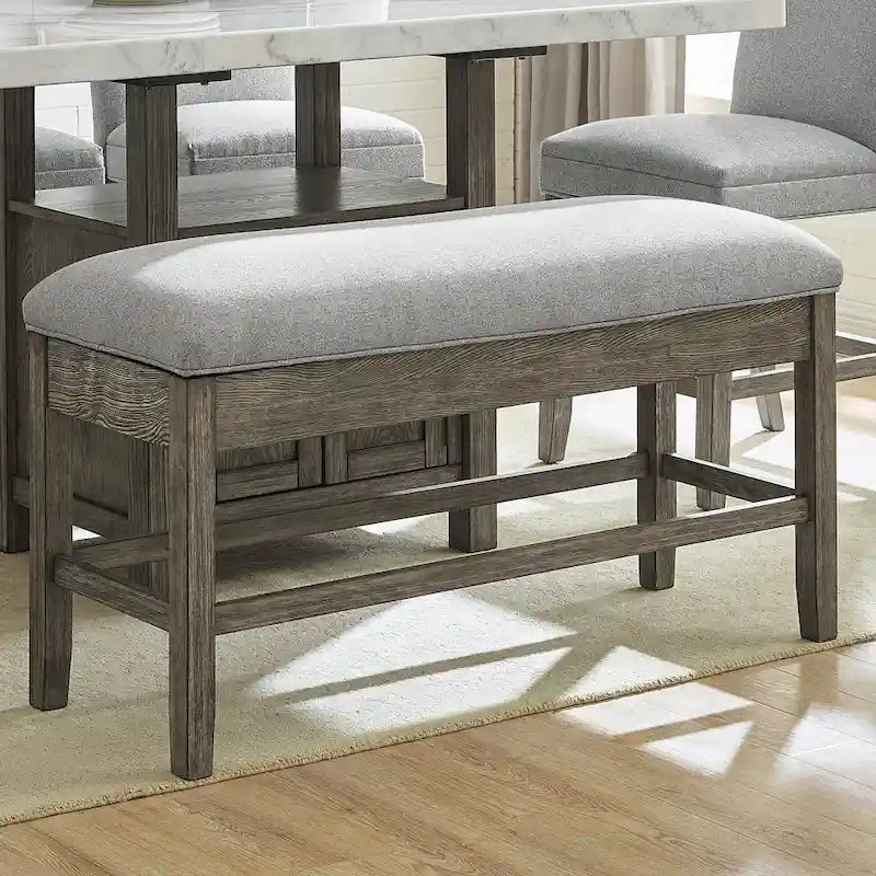 Banc de rangement capitonné gris Driftwood, 1 personne