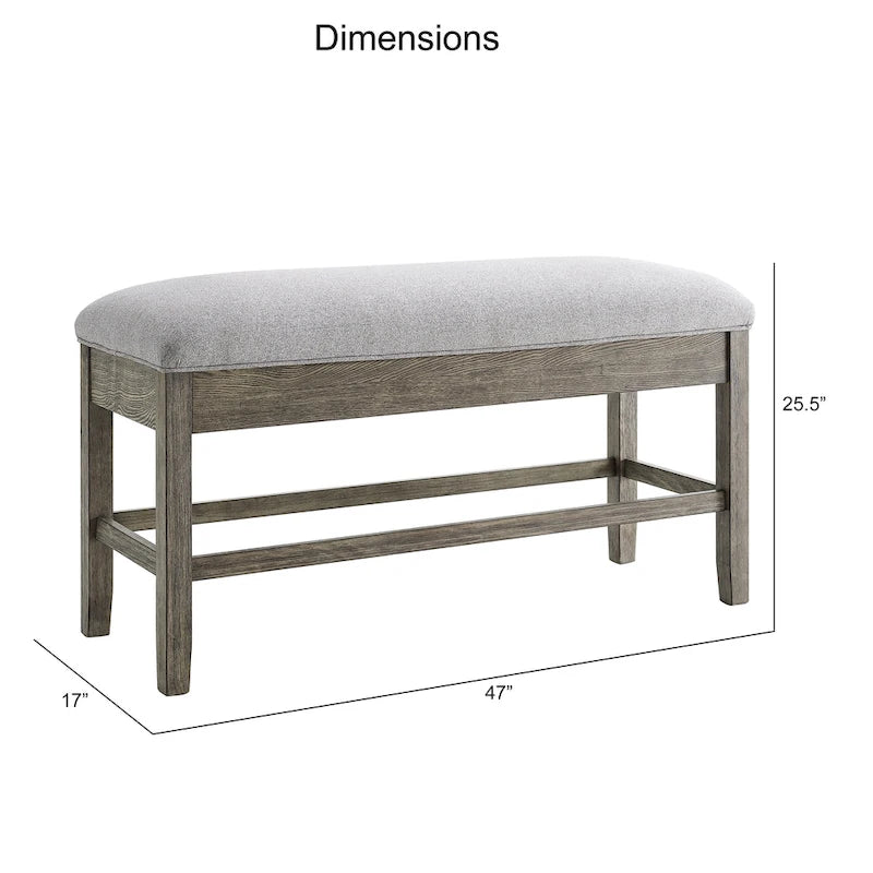 Banc de rangement capitonné gris Driftwood, 1 personne