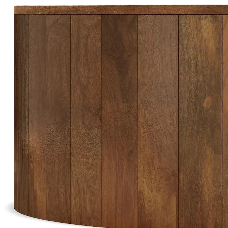 Table basse ronde tambour en manguier massif, 36 pouces – Finition blanchie / Noyer / Noir / Naturel