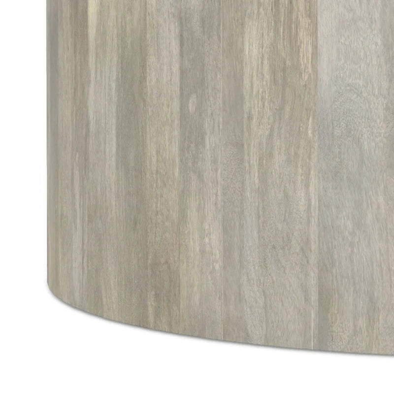 Table basse ronde tambour en manguier massif, 36 pouces – Finition blanchie / Noyer / Noir / Naturel