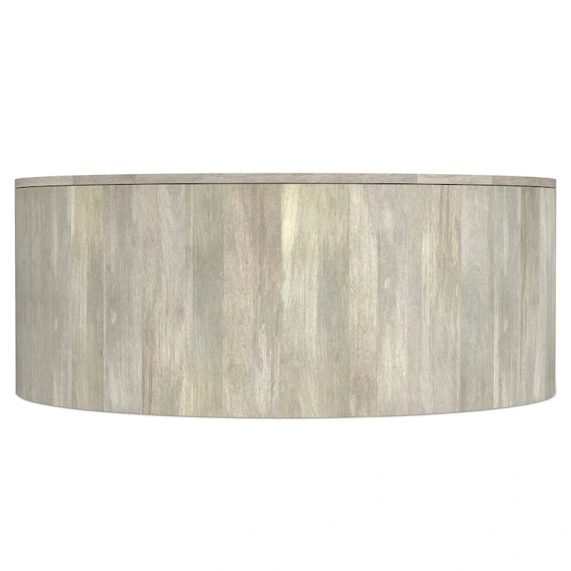 Table basse ronde tambour en manguier massif, 36 pouces – Finition blanchie / Noyer / Noir / Naturel