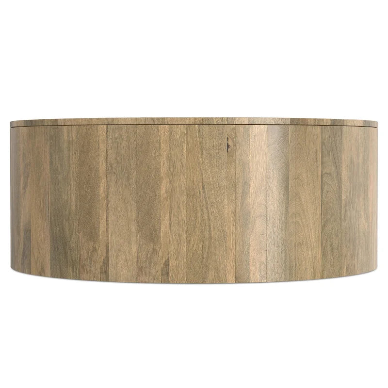 Table basse ronde tambour en manguier massif, 36 pouces – Finition blanchie / Noyer / Noir / Naturel