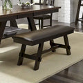 Banc de salle à manger capitonné de style transitionnel, espresso/gris, avec cadre en bois d'hévéa et patins en nylon, 48 pouces
