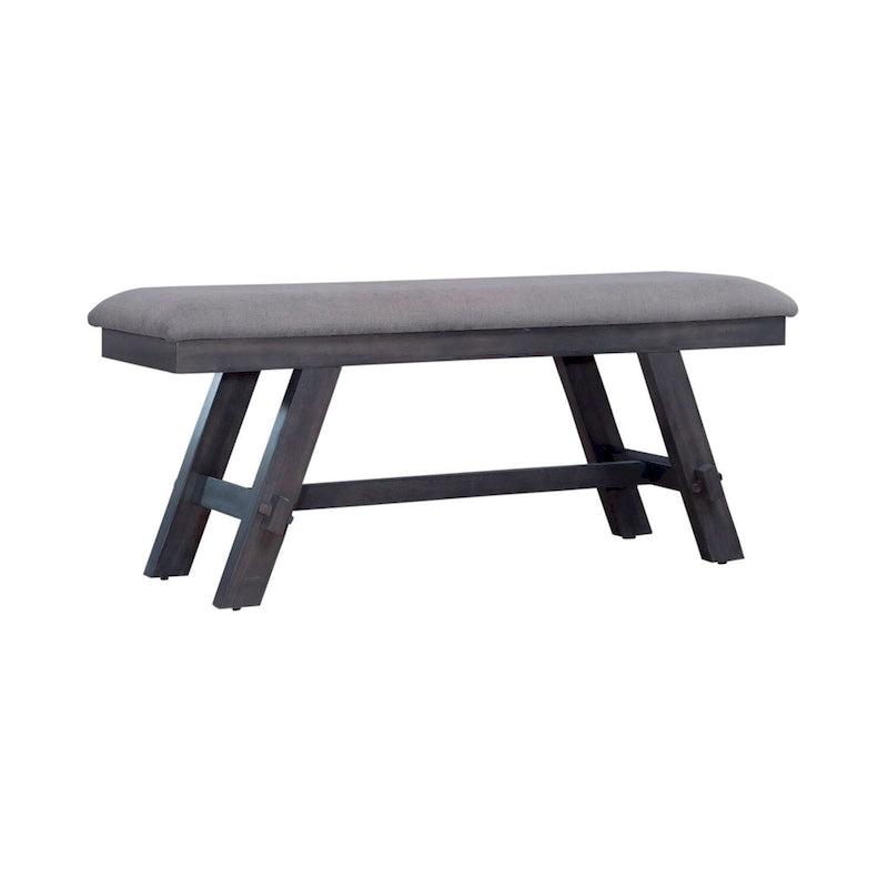 Banc de salle à manger capitonné de style transitionnel, espresso/gris, avec cadre en bois d'hévéa et patins en nylon, 48 pouces