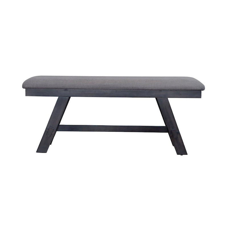 Banc de salle à manger capitonné de style transitionnel, espresso/gris, avec cadre en bois d'hévéa et patins en nylon, 48 pouces
