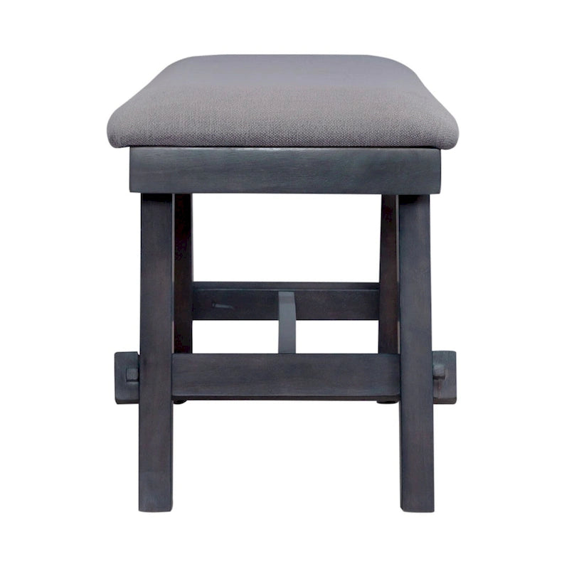 Banc de salle à manger capitonné de style transitionnel, espresso/gris, avec cadre en bois d'hévéa et patins en nylon, 48 pouces