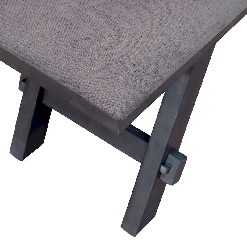 Banc de salle à manger capitonné de style transitionnel, espresso/gris, avec cadre en bois d'hévéa et patins en nylon, 48 pouces